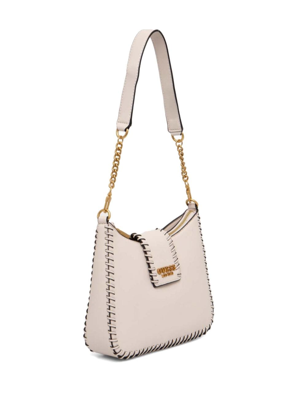 Shop Guess Usa Logo-lettering Shoulder Bag In Neutrals