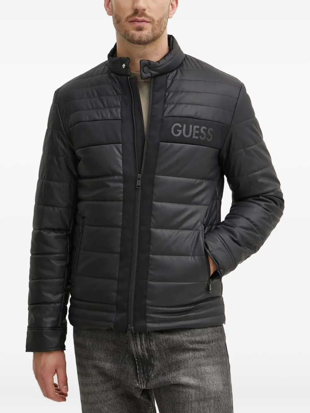 GUESS USA quilted zip jacket | Black | Image 1