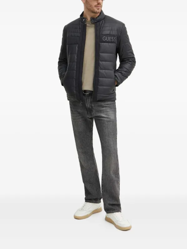 GUESS USA Jaqueta Matelassê Com Zíper | Preto | FARFETCH BR