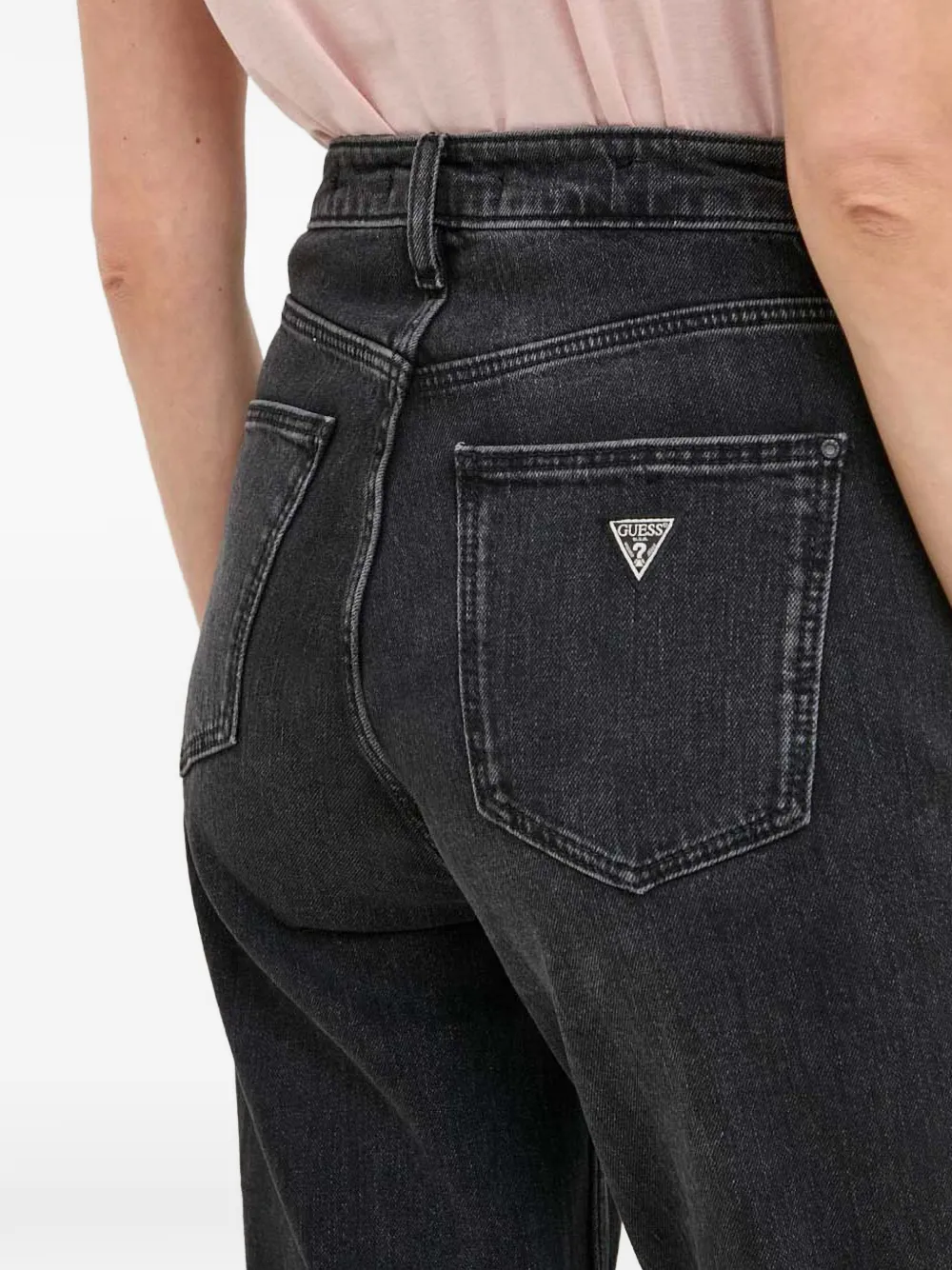 GUESS USA Regular-fit jeans met logopatch en vijf zakken Zwart