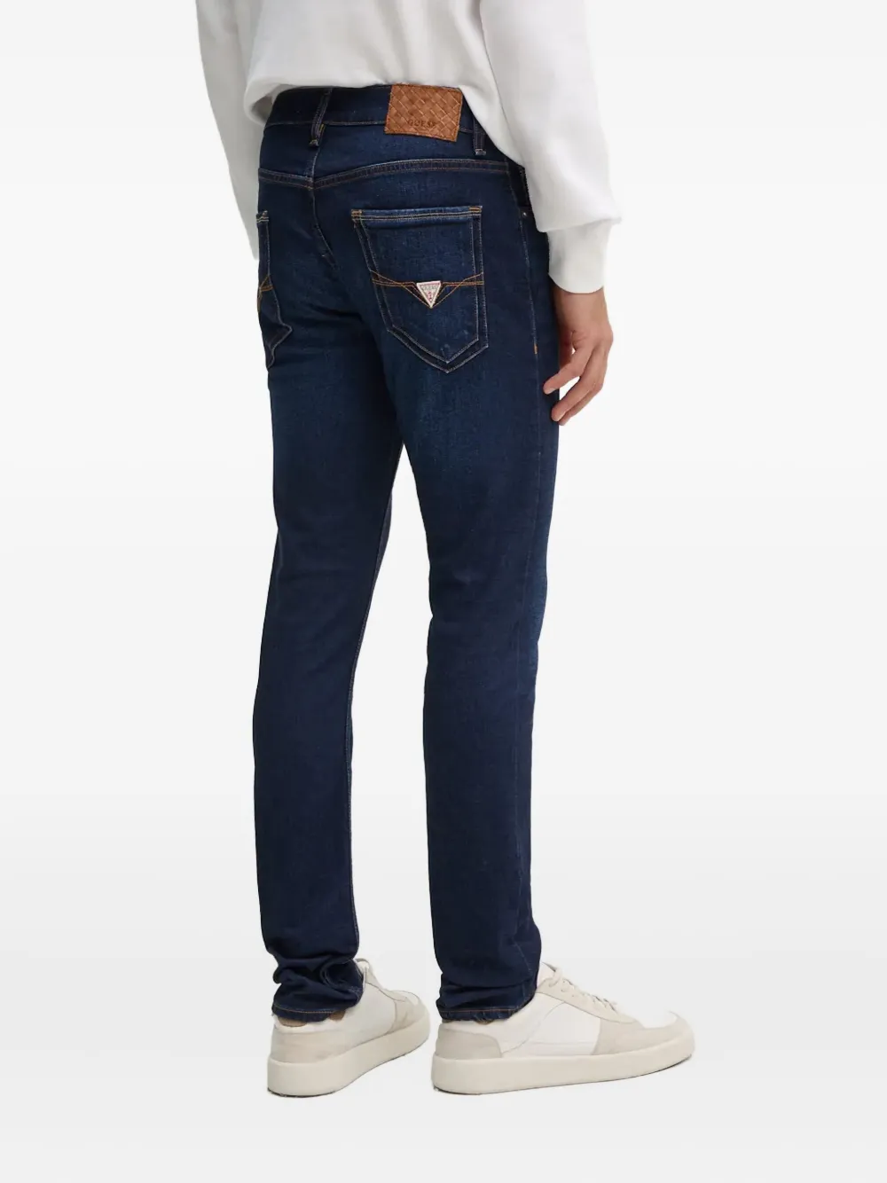 Guess Usa Logo-patch Jeans In Blue