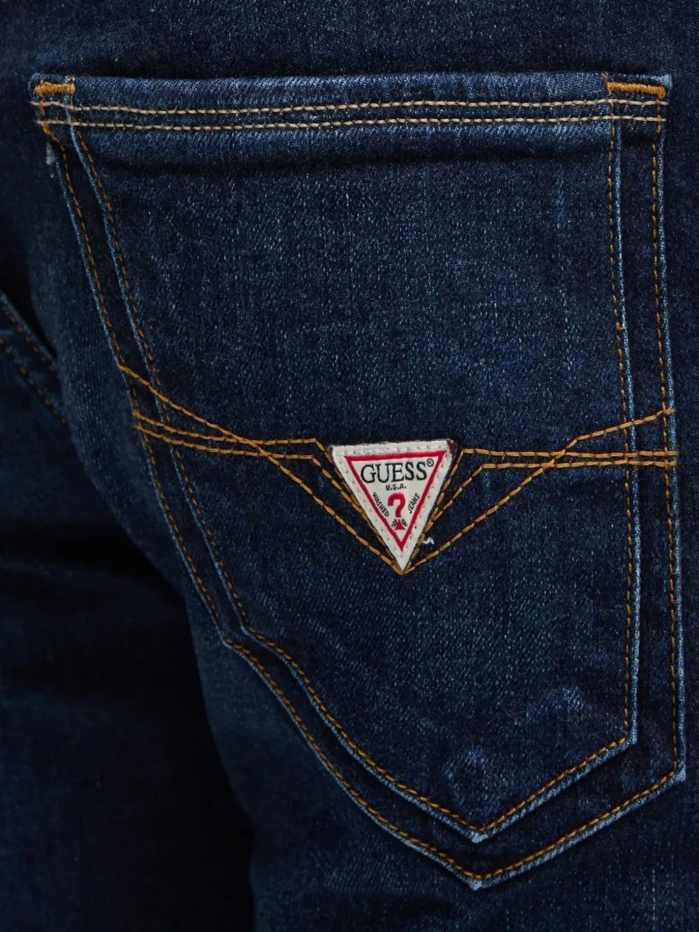 Guess Usa Logo-patch Jeans In Blue