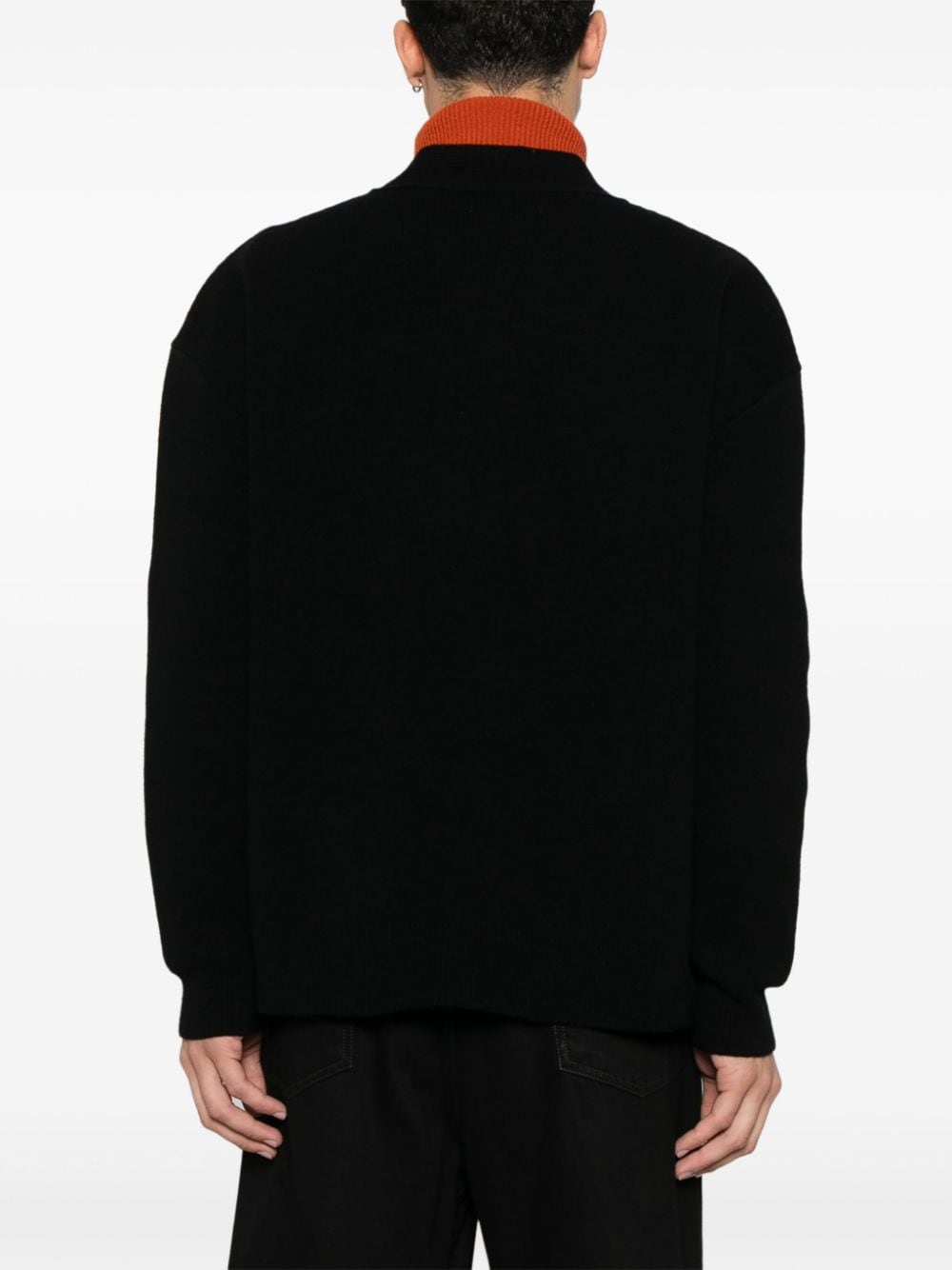 Shop Laneus Knitted Cardigan In Black