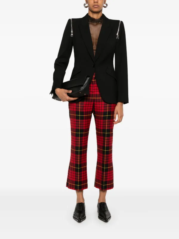 Alexander McQueen tartan check Cropped Trousers Red FARFETCH AO