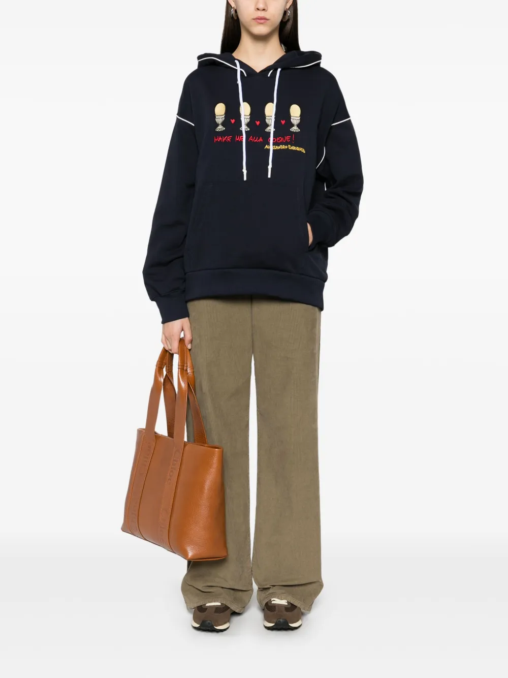 alessandro enriquez Hoodie met geborduurd logo - Blauw
