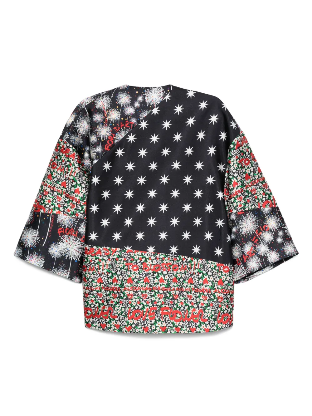 alessandro enriquez mix-print jacket - Zwart
