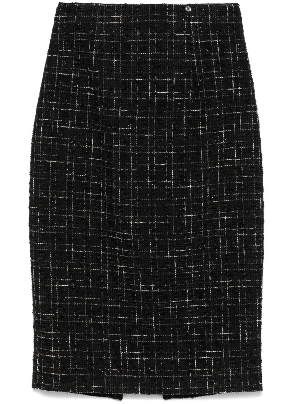 NISSA high-waisted bouclé midi skirt - Nero