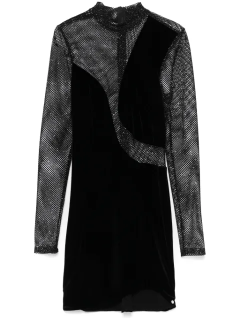 NISSA glitter-detail velvet mini dress