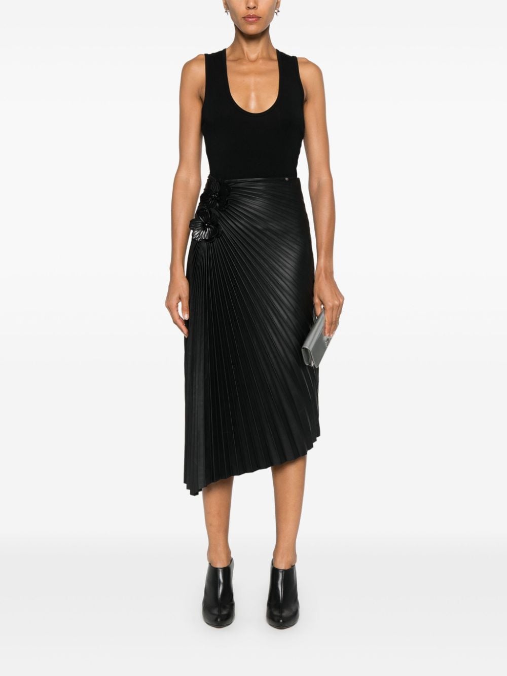 Shop Nissa Pleated Midi Skirt In Black