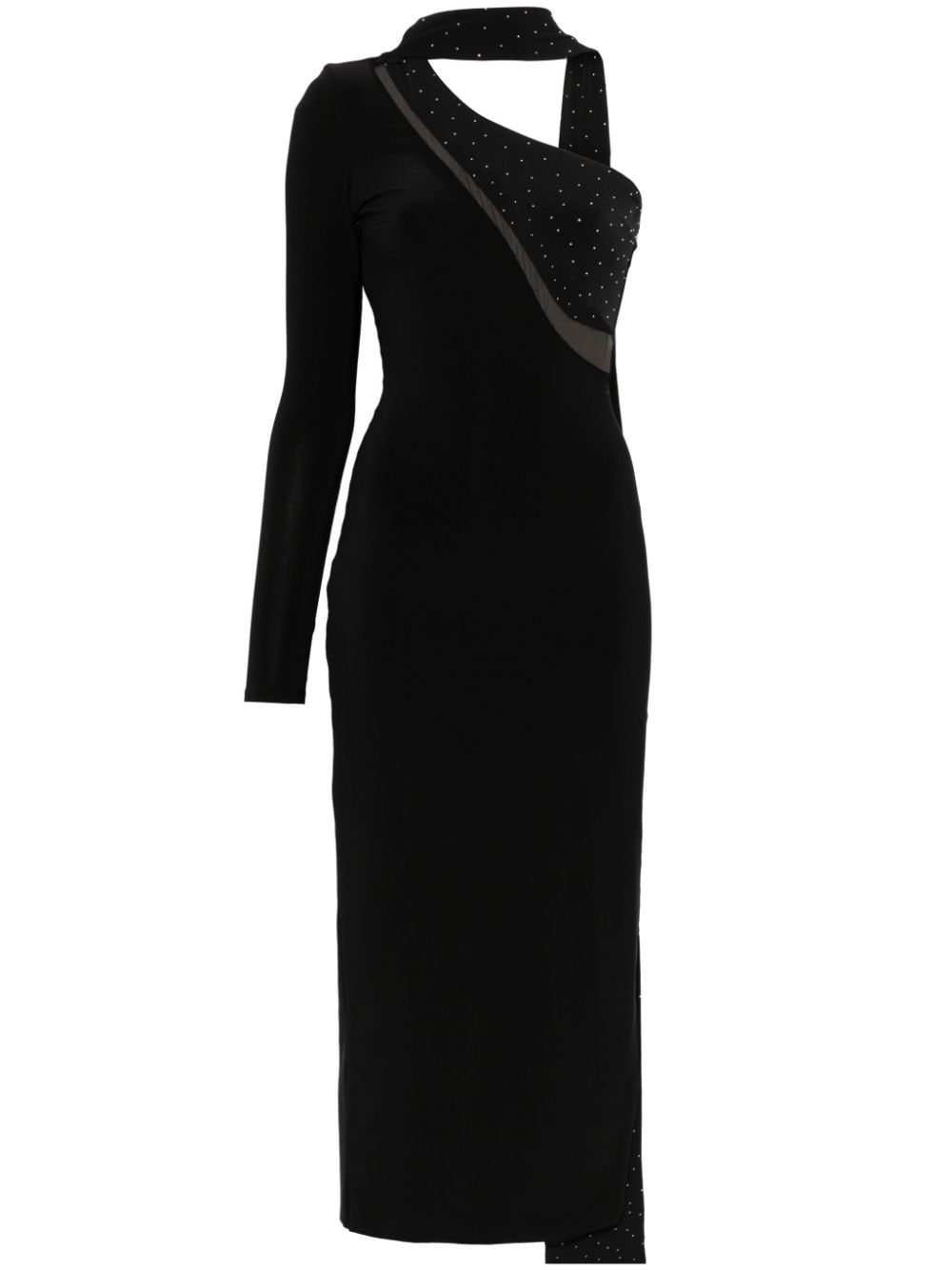 Shop Nissa Crystal-embellished Asymmetric Maxi Dress In Schwarz