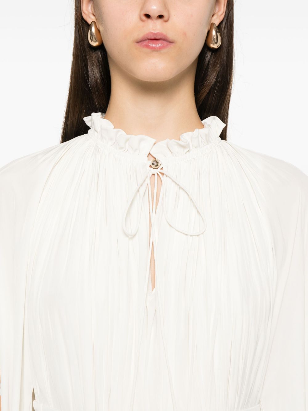 Shop Lanvin Belted Mini Dress In Neutrals