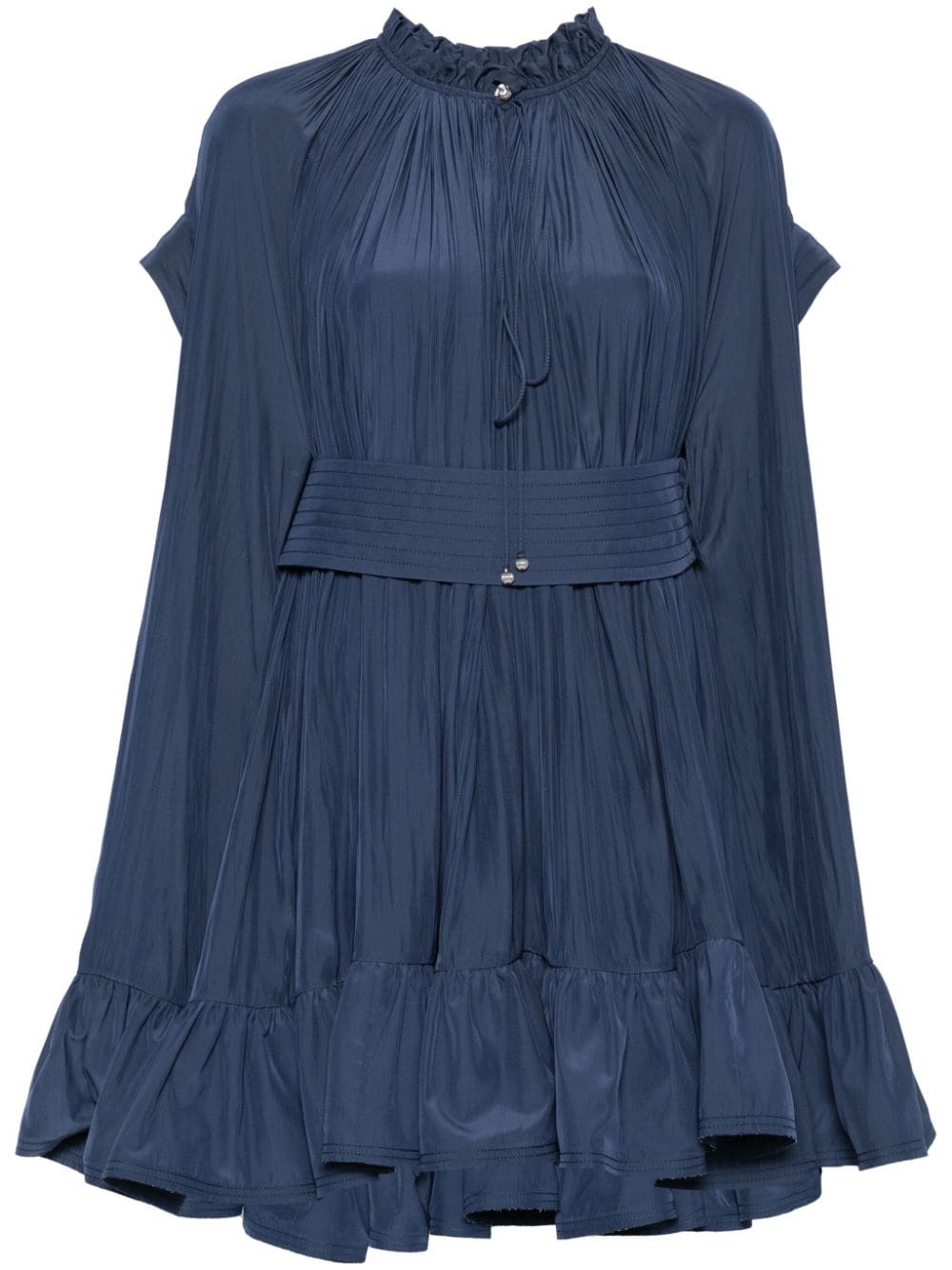 Shop Lanvin Belted Mini Dress In Blue