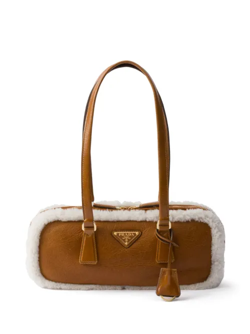 Sac à main médium en peau lainée - Prada - Modalova