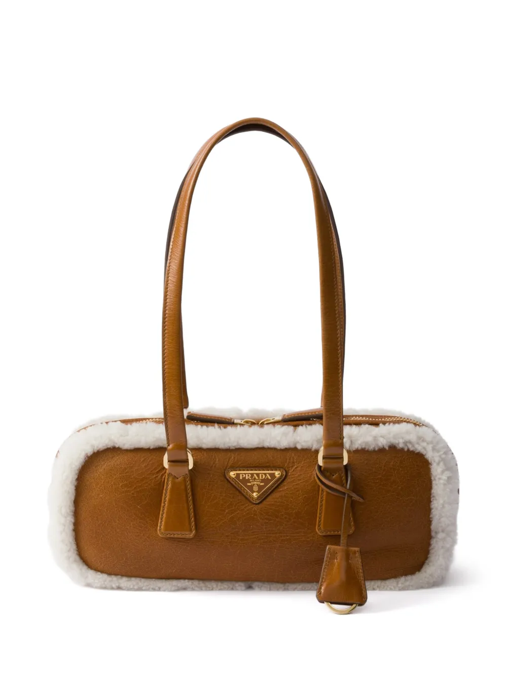 Prada Medium Shearling Leather Tote Bag | Brown | FARFETCH