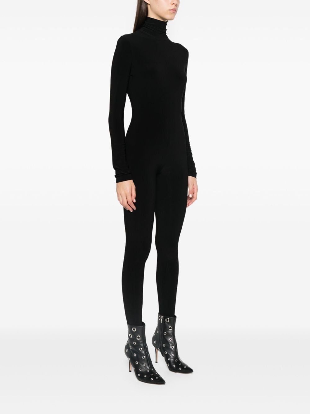 Shop Norma Kamali Roll-neck Long-sleeves Catsuit In Black