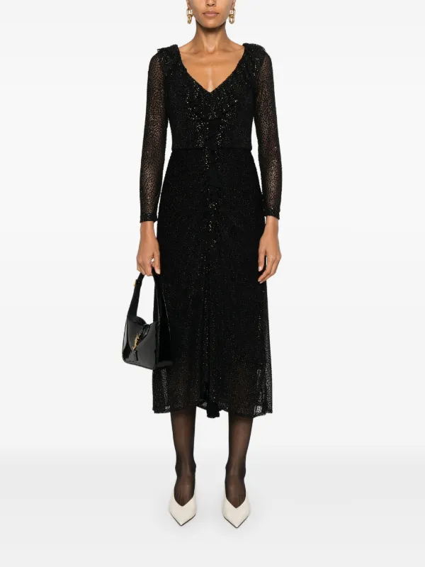 NISSA polka-dot Tulle Midi Dress | Black | FARFETCH RO