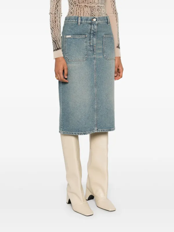 Courrèges Denim Midi Skirt | Blue | FARFETCH TW