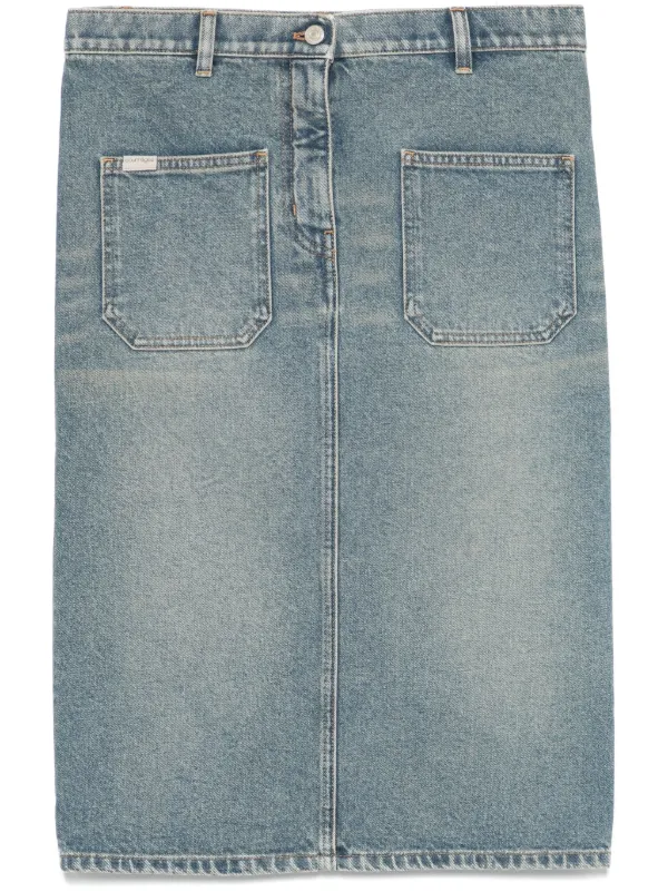 スカート COURREGES COTTON DENIM MIDI SKIRT Gray Reversed Denim Midi Skirt by Courrèges on Sale
