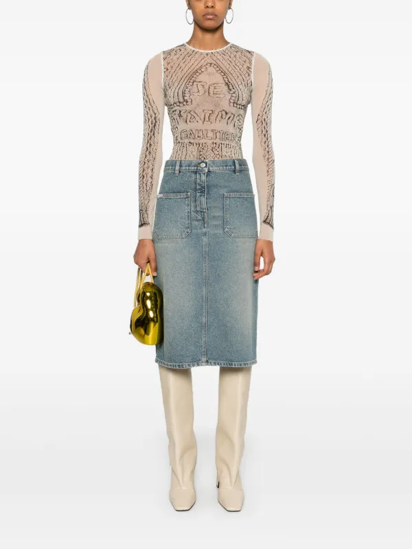 Courrèges Denim Midi Skirt | Blue | FARFETCH TW