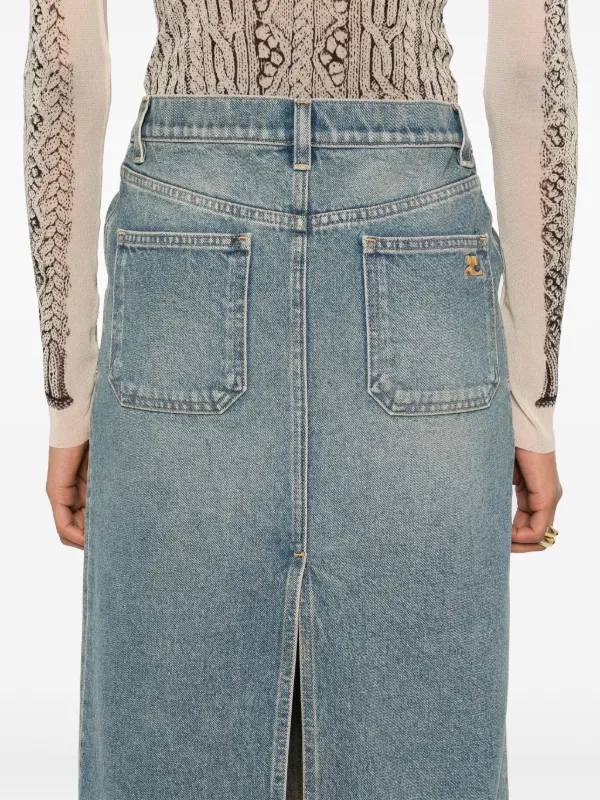 Courrèges Denim Midi Skirt | Blue | FARFETCH TW
