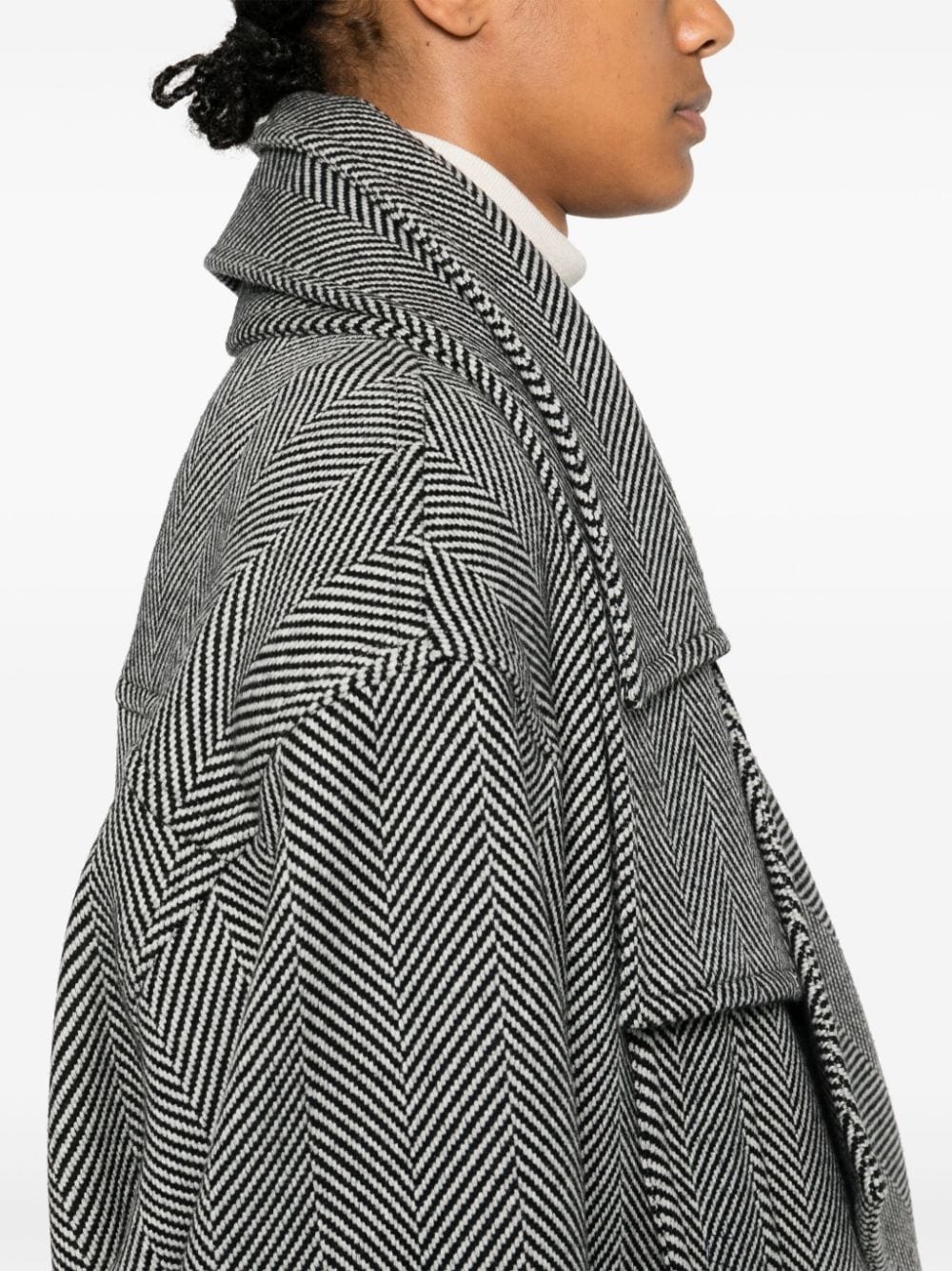 Shop Batakovic Belgrade Herringbone-pattern Coat In Black