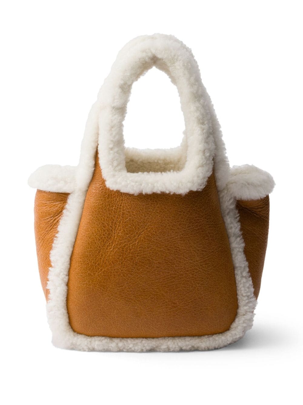 Shop Prada Shearling Mini Bag In Braun