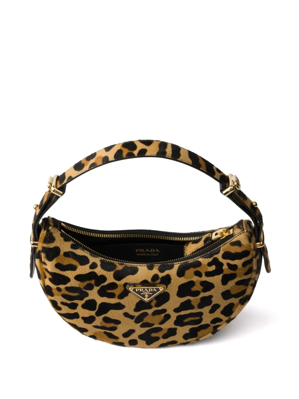 Prada Arqué leren schoudertas met print Bruin
