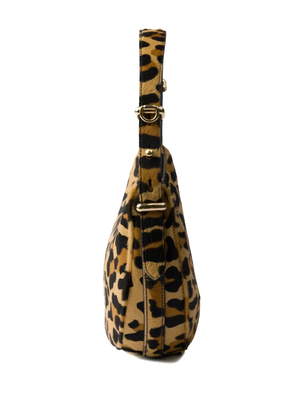 Prada Arqué leren schoudertas met print Bruin
