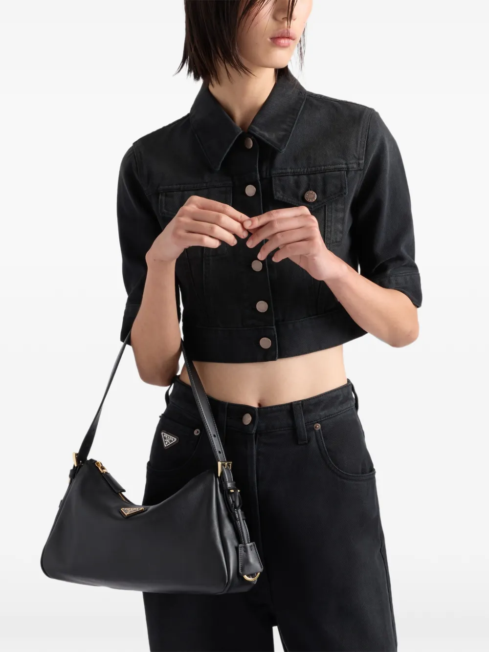 Prada Medium Aimée Shoulder Bag | Black | FARFETCH IN