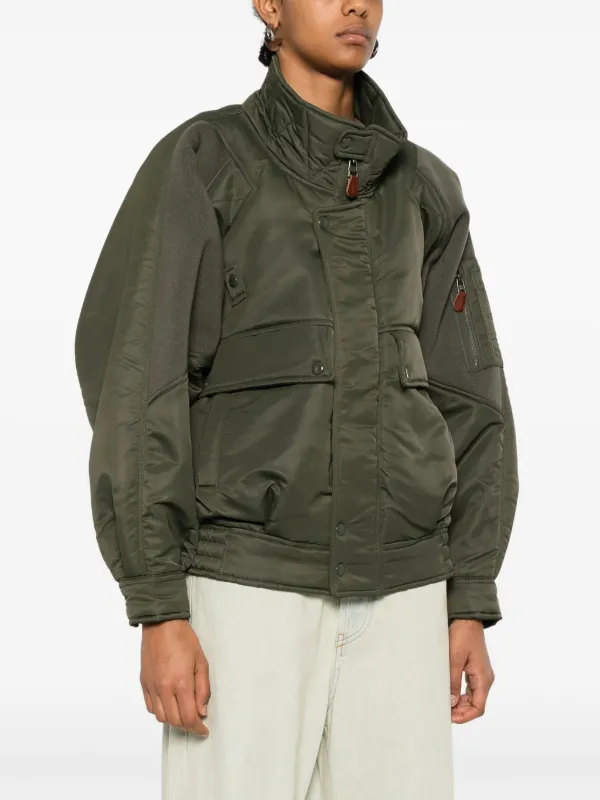 R13 ribbed-panel Bomber Jacket | Green | FARFETCH TR