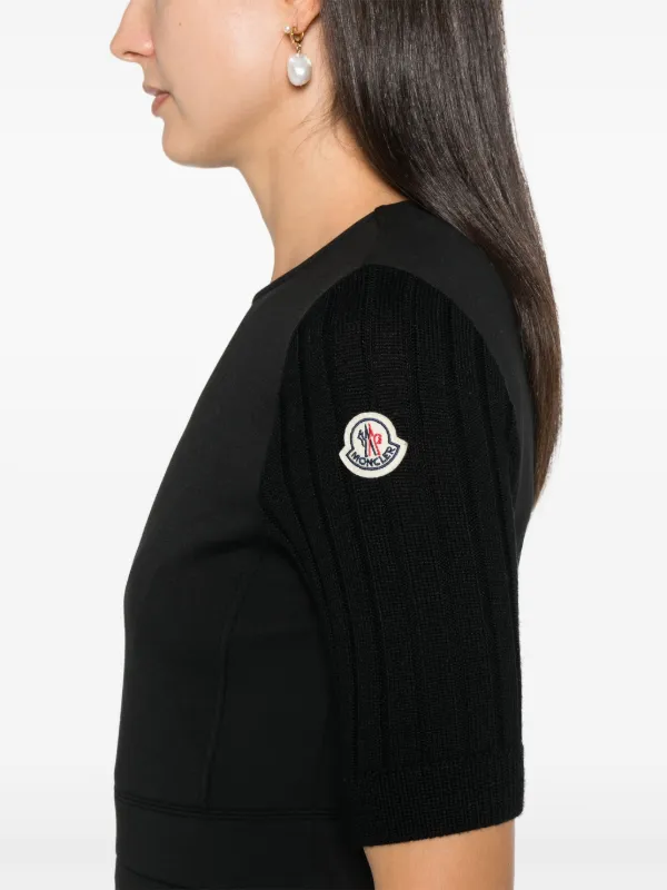 ◆大人もOK◆【MONCLER】ロゴ刺繍*フレア*長袖*ミニドレス Moncler フレア ミニドレス | ブラック | FARFETCH JP