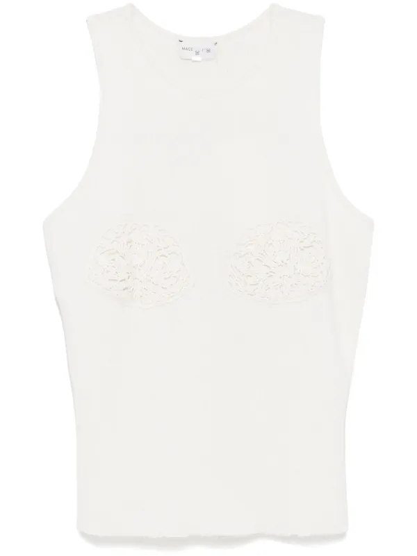 Magda Butrym Crochet-detailed Top in Neutrals