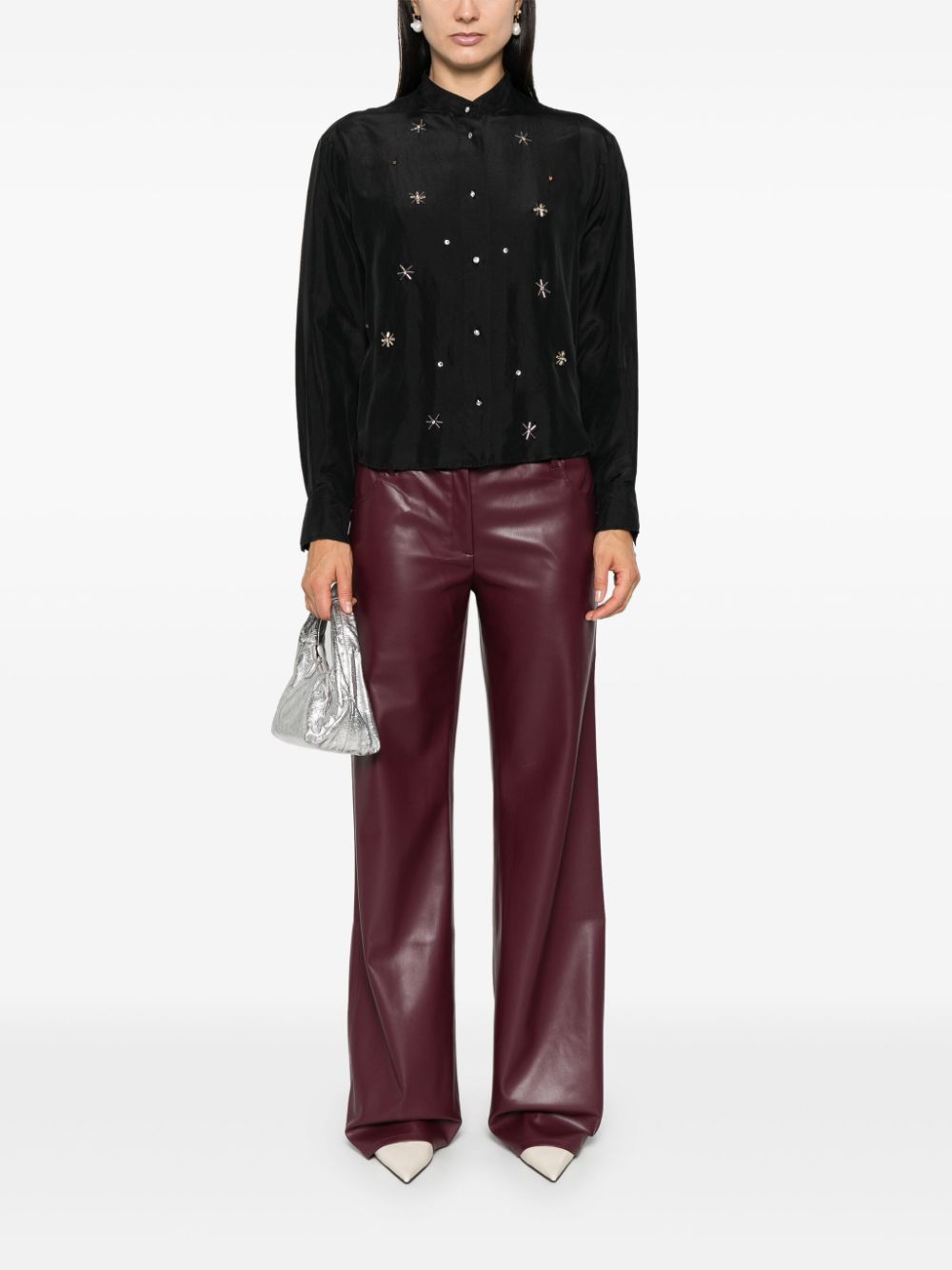 Shop Forte Forte Crystal-embellished Shirt In Black