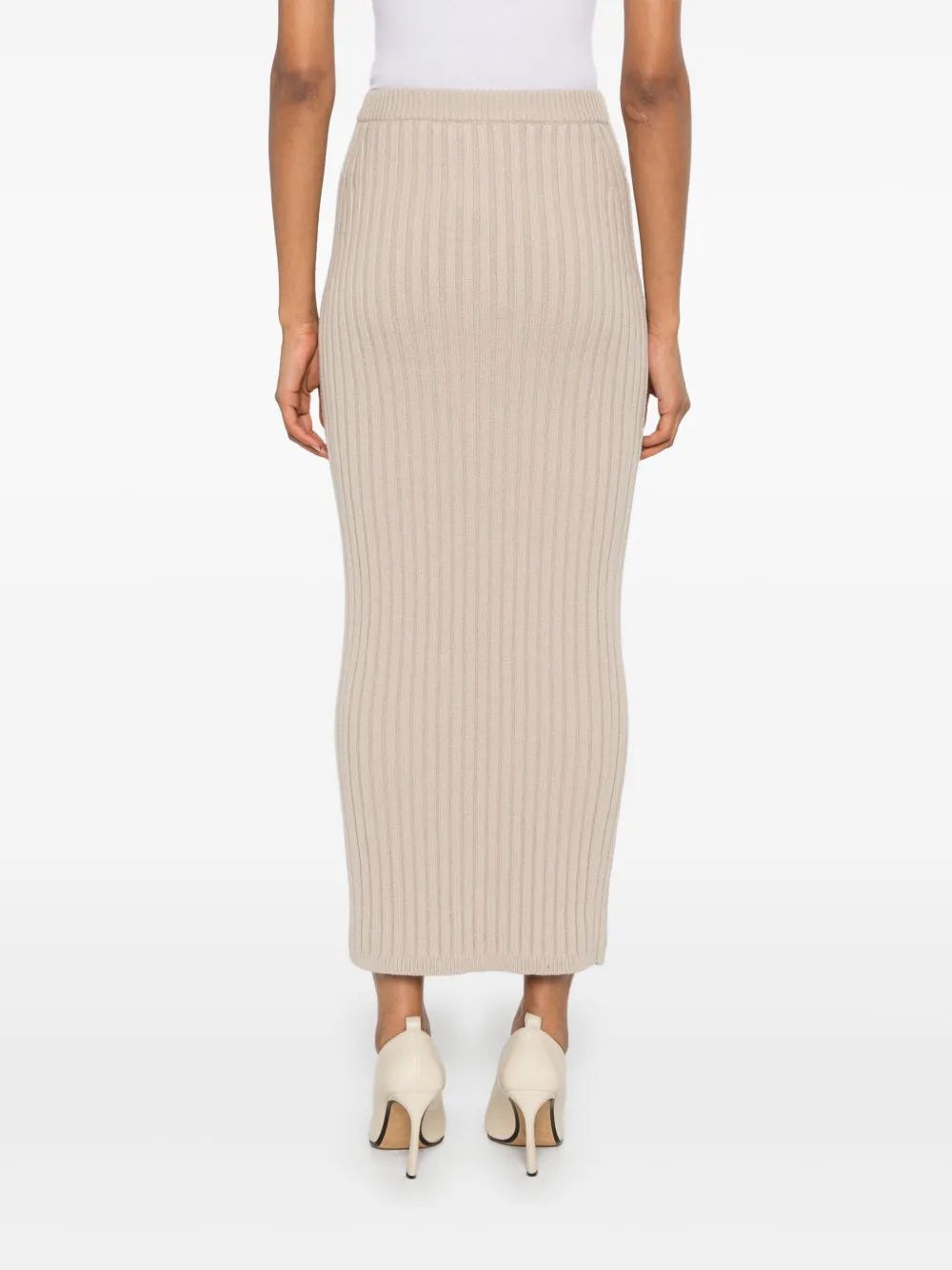 Max Mara High Waisted Ankle Length Fitted Skirt In Neutrals