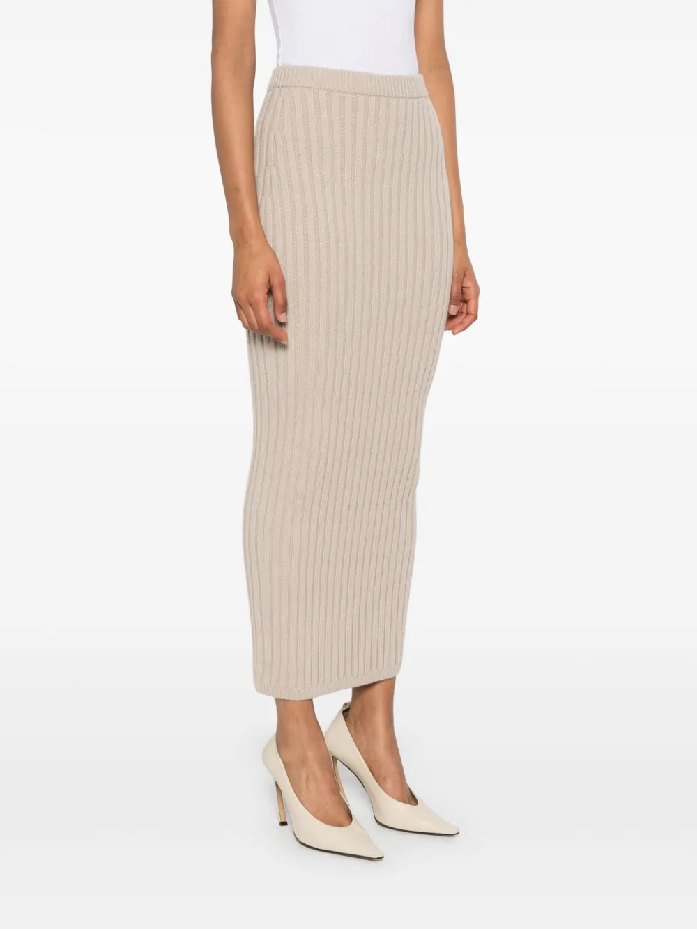 Max Mara High Waisted Ankle Length Fitted Skirt In Neutrals
