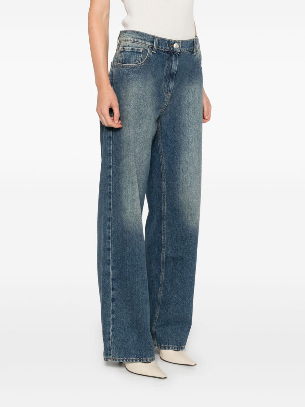 Shop Magda Butrym Wide Jeans In Blue