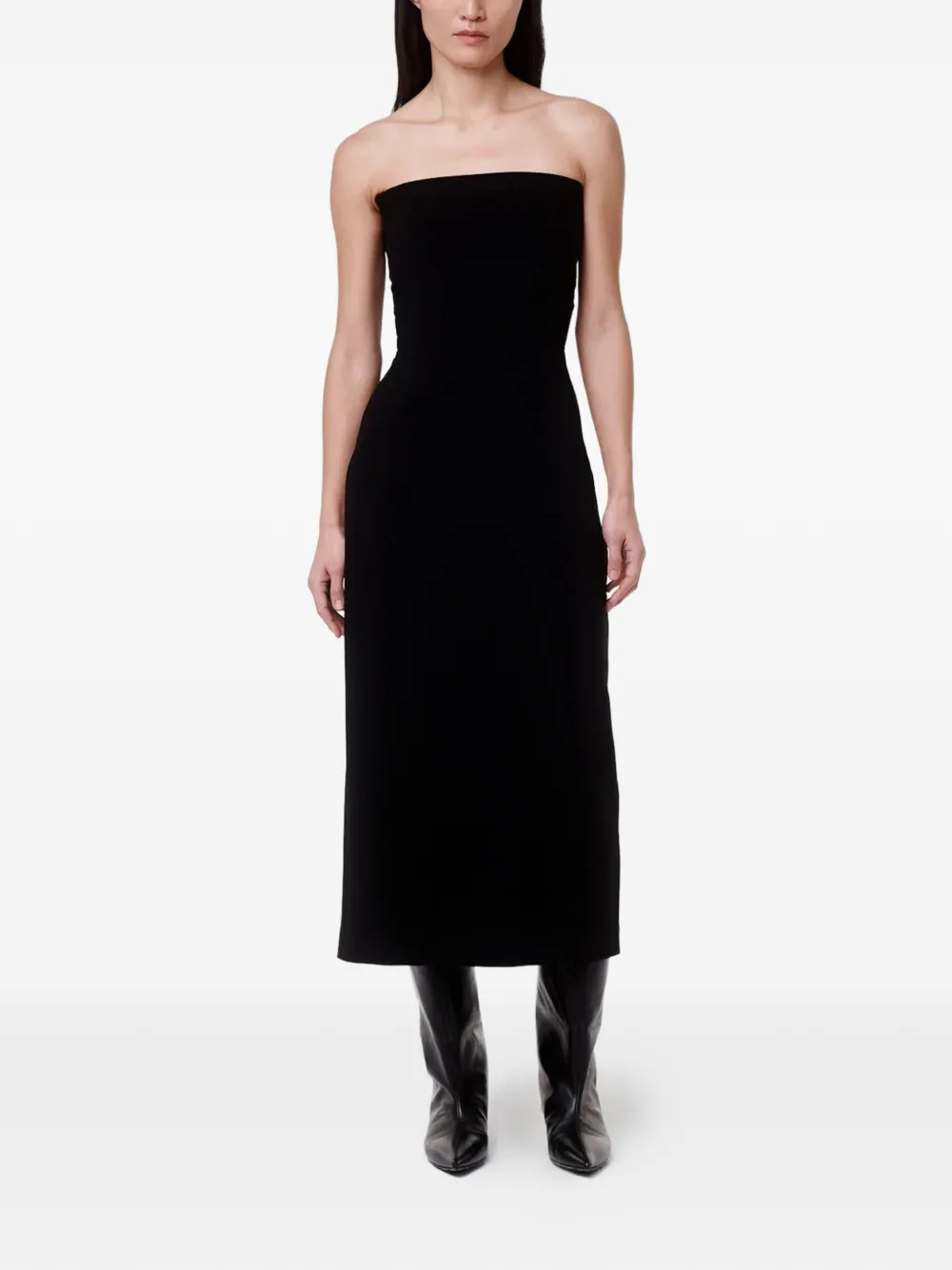 Another Tomorrow Doppio strapless midi dress - Nero