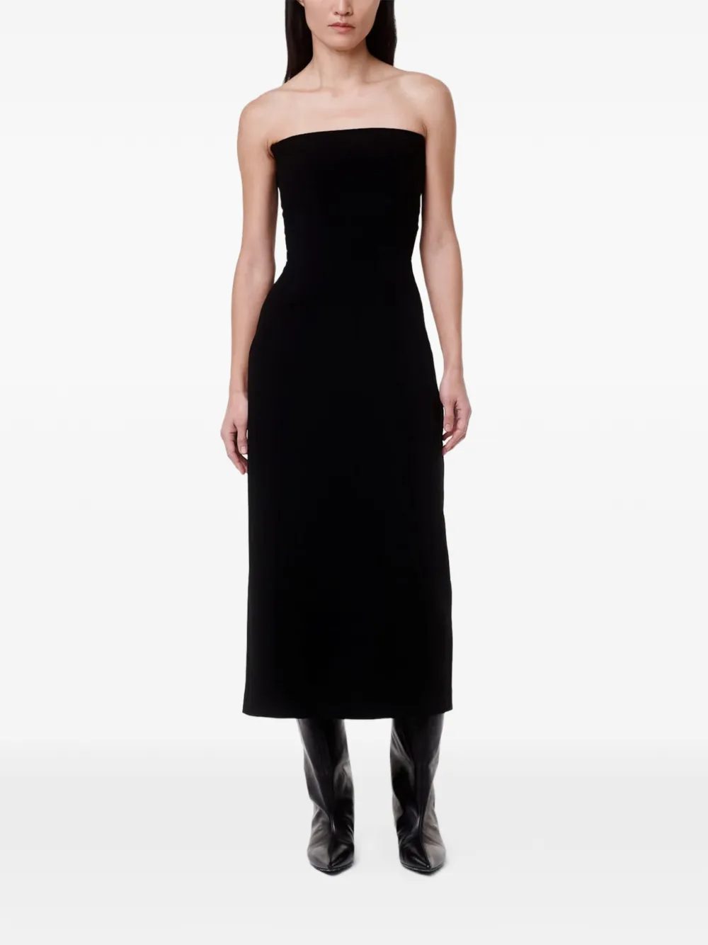 Another Tomorrow Doppio strapless midi dress - Nero