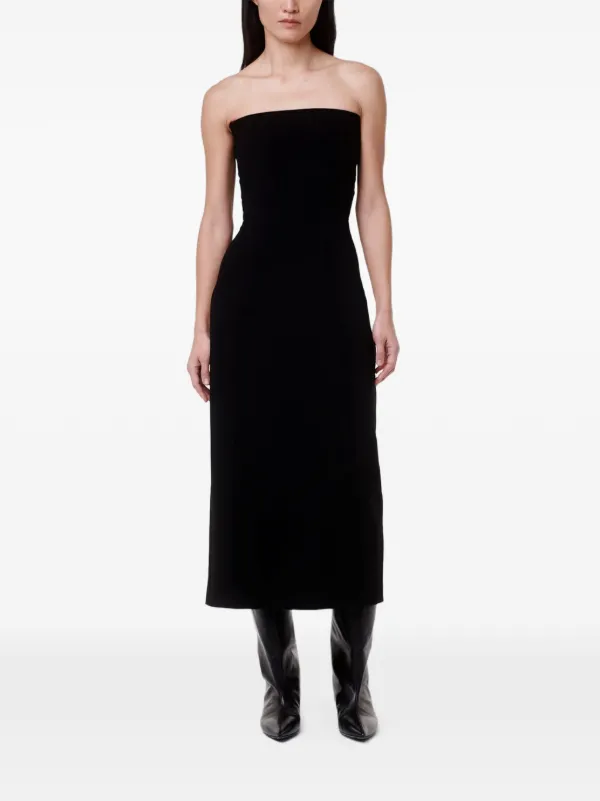 Another Tomorrow Doppio Strapless Midi Dress in Black