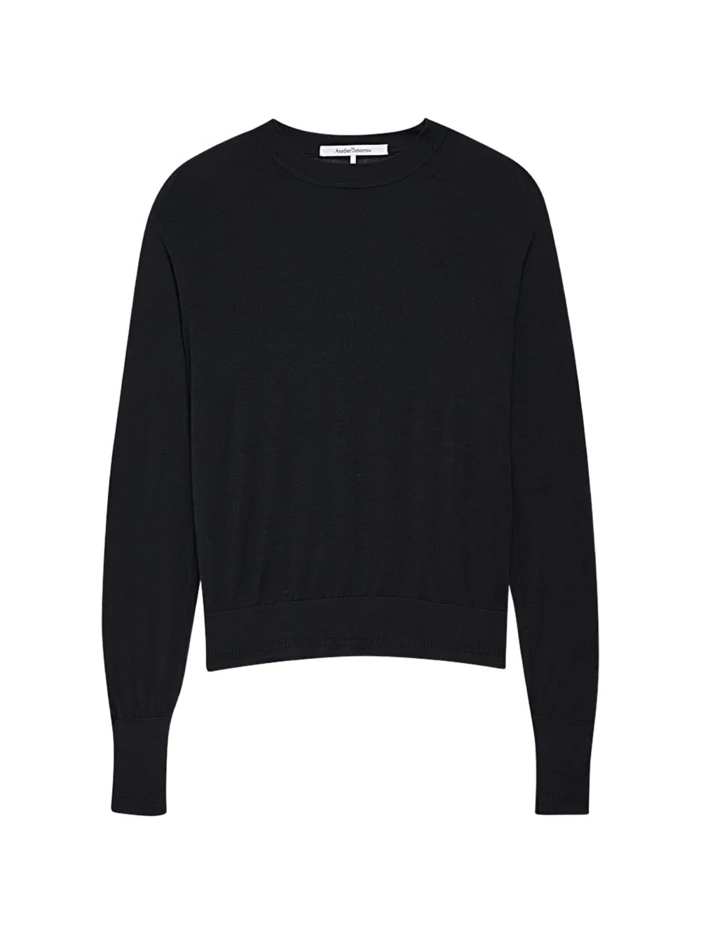 Another Tomorrow fine-knit merino wool long-sleeve top - Nero