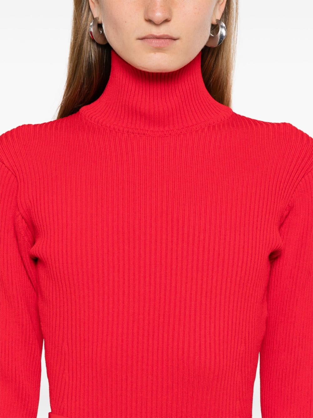 Shop Magda Butrym Ribbed High-neck Bodysuit In Red