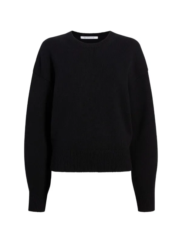 Another Tomorrow Crew-neck Dropped-shoulder Sweater in Black