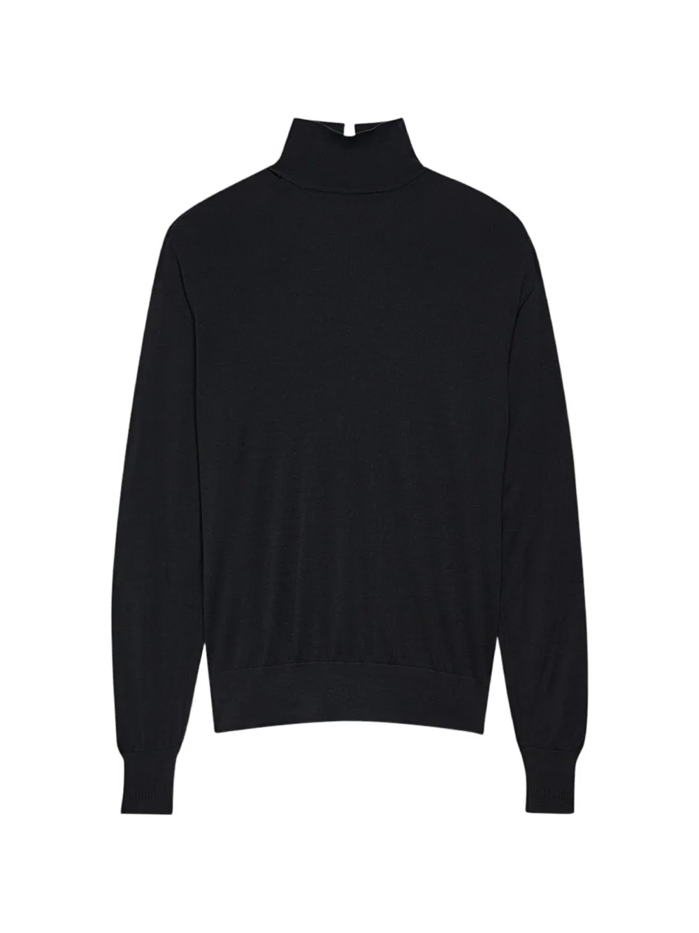 Another Tomorrow fine-knit turtleneck long-sleeve top - Nero