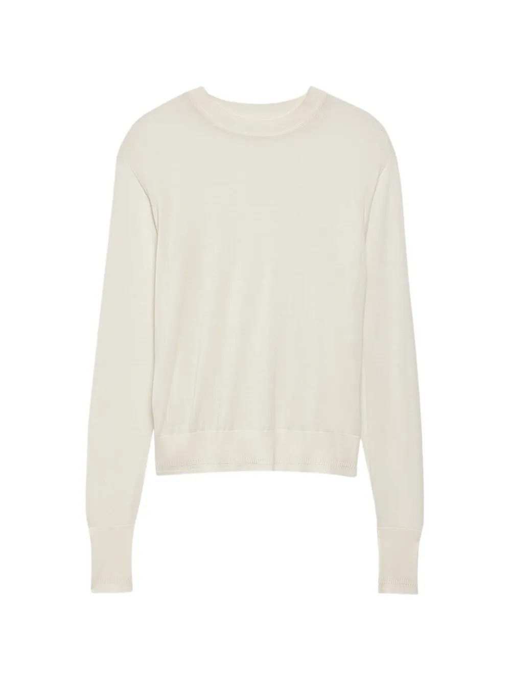 Another Tomorrow fine-knit long-sleeve top - Bianco