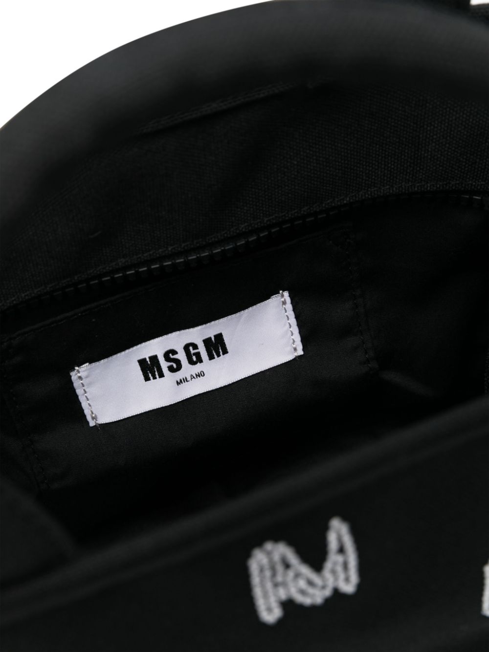 Shop Msgm Crystal-embellished Logo Tote Bag In Schwarz