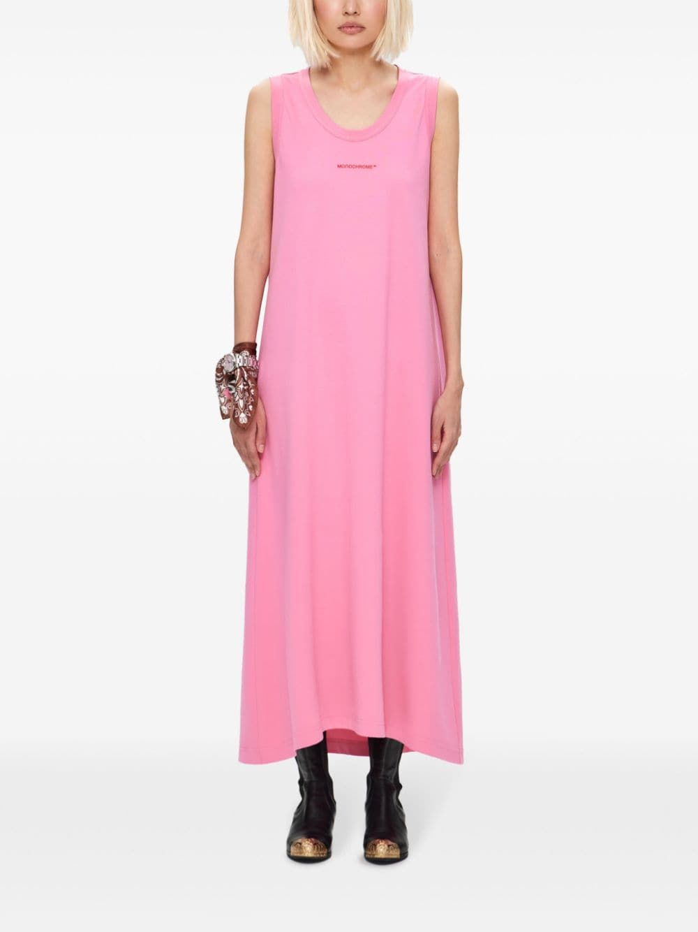 Shop Monochrome Dione Sunset Midi Dress In Pink