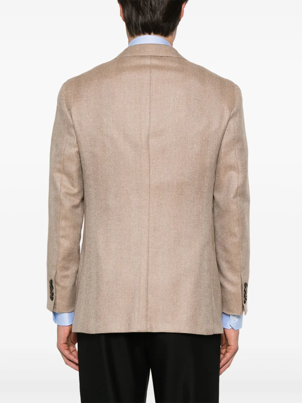 Kiton Blazer met visgraatpatroonn Bruin