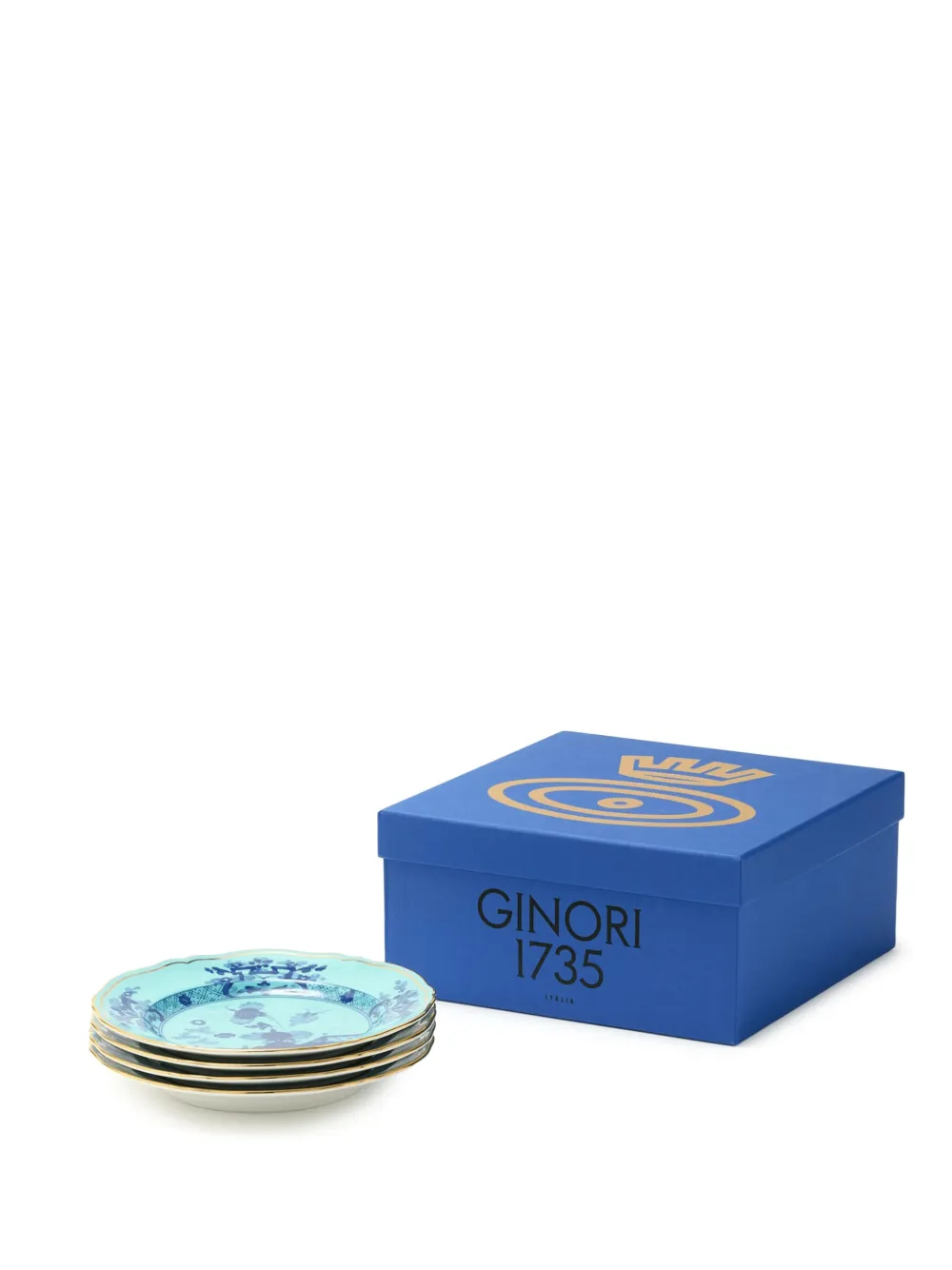 Ginori 1735 Oriente Italiano Iris Dessert Plates, Set Of 4 In Blue