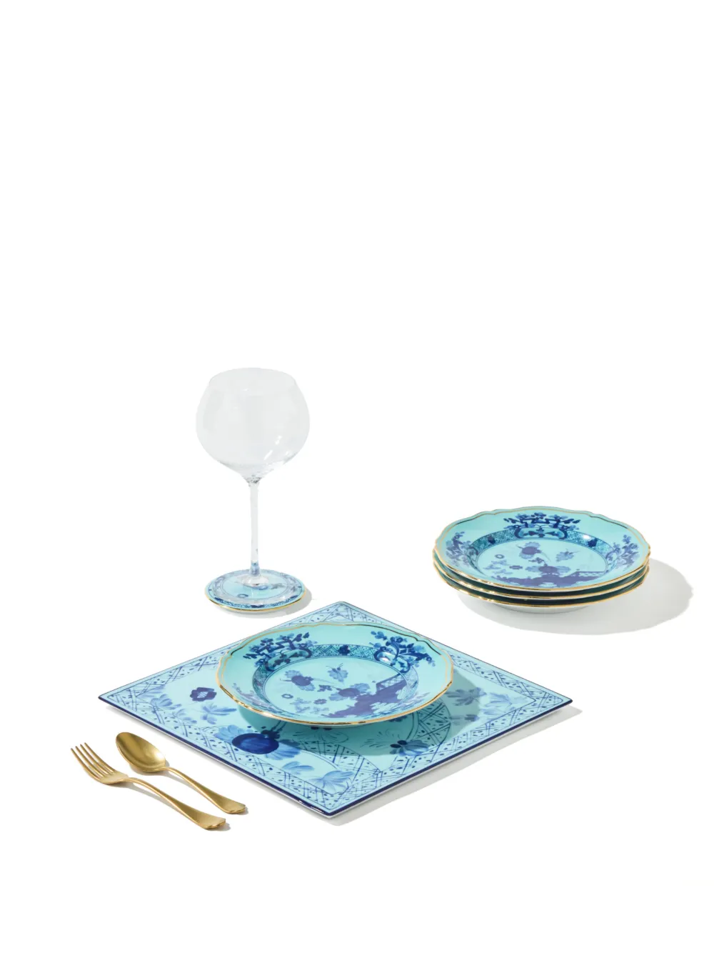 Ginori 1735 Oriente Italiano Iris Dessert Plates, Set Of 4 In Blue