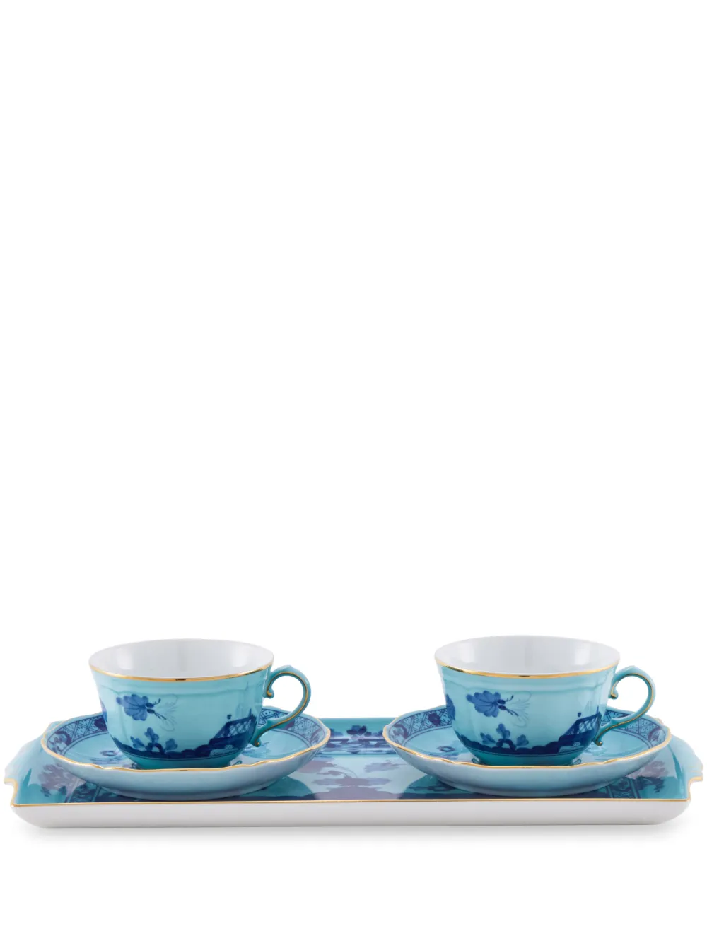 GINORI 1735 Oriente tea service set with tray | Blue | Image 1